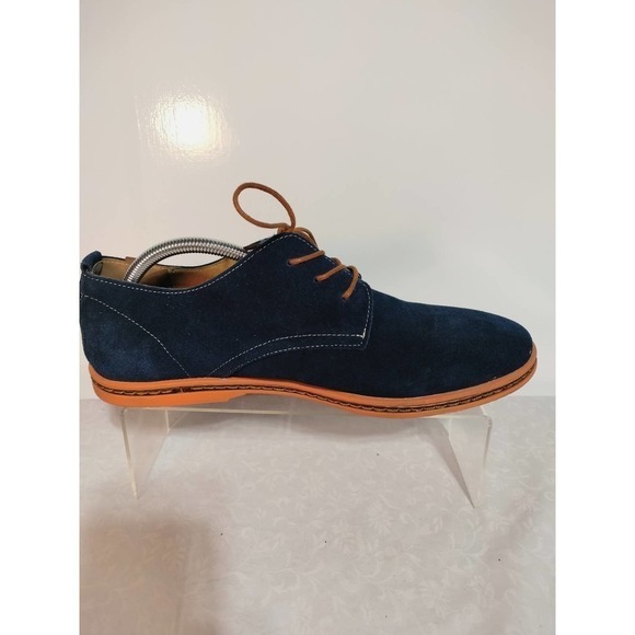 Dadawen blue suede oxford shoes with brown laces men size 13 EU size 47 - Picture 4 of 10